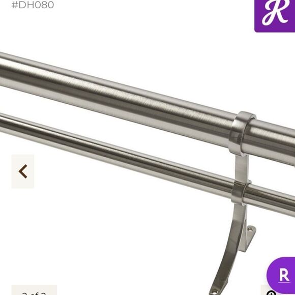 [ballard] double rod drapery kit polished nickel with marble finials - Picture 2 of 9